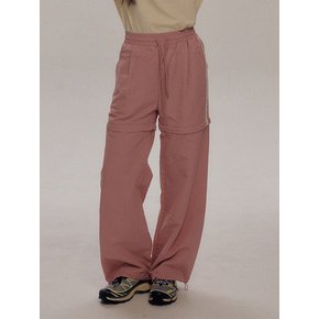 2 Way Nylon Line Color Matching Training Wide Banding Pants [Pink]