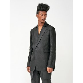 CUTTED LAPEL LINEN BLAZER JACKET