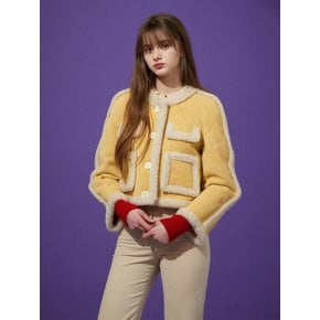 ECO FUR CROP JACKET - YELLOW