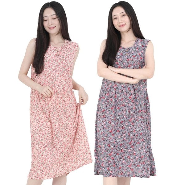 까실이 시원한 나시 원피스 홈웨어 이지웨어 잠옷 여름 플라워