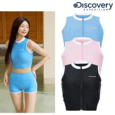 디스커버리 24SS 여성 프레시벤트 슬리브리스 돌핀 셋업 워터탑 래쉬가드  DWSW98043