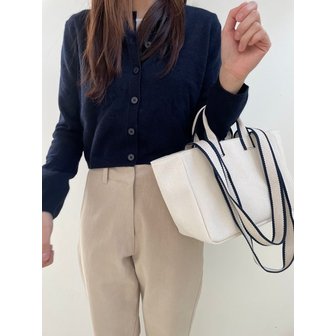 언폴드 Mini two-tone strap bag (ivory)