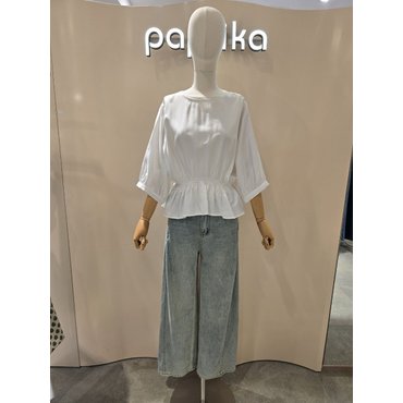 파프리카 허리 밴딩 라운드 블라우스SK2BL401J