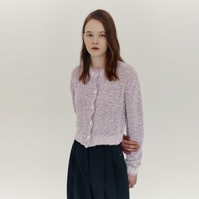 Boucle Cropped Cardigan_L/VIOLET