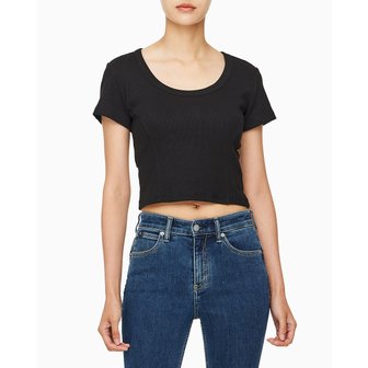 Calvin Klein Jeans 여성 립 오픈 백 크롭 탑(J224341)