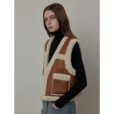 Maya Shearing Vest_Camel Brown