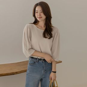 렌비 라운드 주름 핀턱 티_P406000115