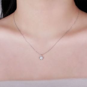 3부 다이아 목걸이 카멜리아 천연 GIA F SI2 선물 결혼 프로포즈 14K 18K