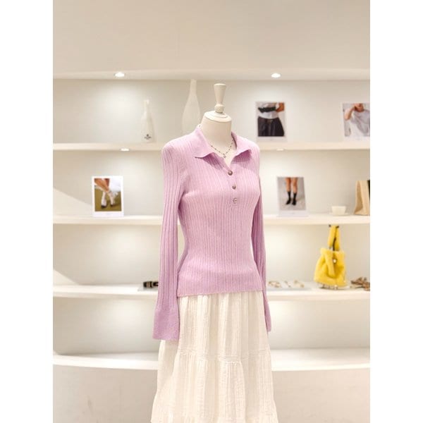 [여주점] 여성 하프 버튼 니트 풀오버 (D252KSK038)