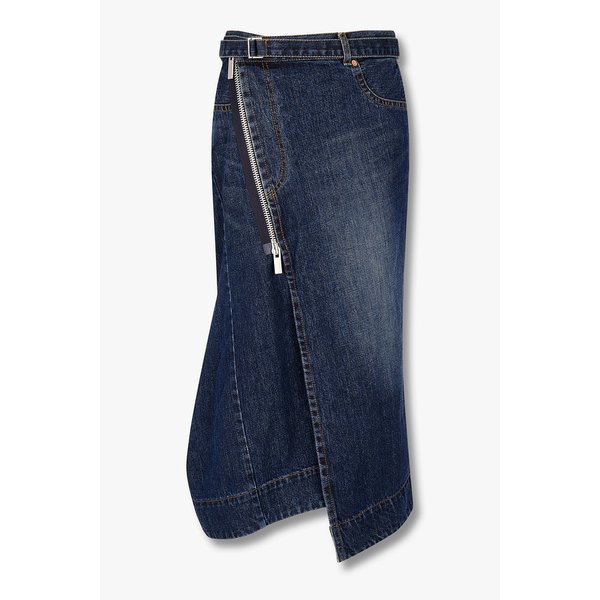 여성 지퍼드 랩 데님 스커트 6415316509000