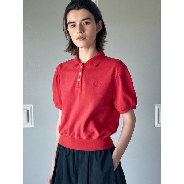[현주,경은 PICK] EMBROIDERY LOGO PUFF SLEEVE PK T-SHIRT [3COLORS]