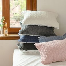 매일매일 간편교체 순면 피그먼트워싱 헤링본 밴딩 베개커버 (1+1) 50x70