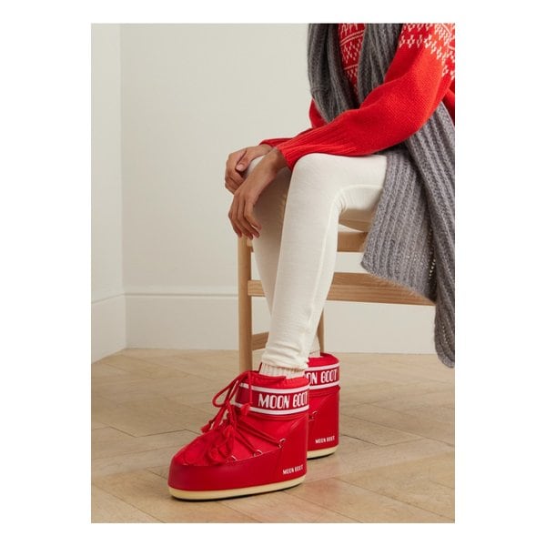 문부츠 아이콘 로우 셸 인조 가죽 스노우 부츠 레드 1647597352612689