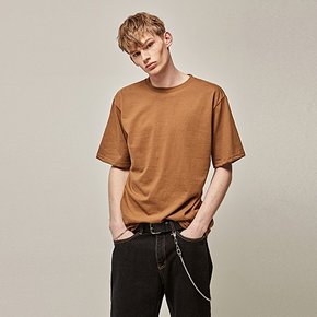 [YAN13] COTTON HALF SLEEVE T-SHIRTS_BROWN