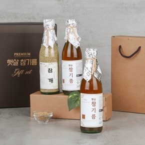 [9월11일 수요일 출고마감] 100% 통참깨 저온압착 참기름 선물세트 2호 [국산 350ml + 국산 참깨]