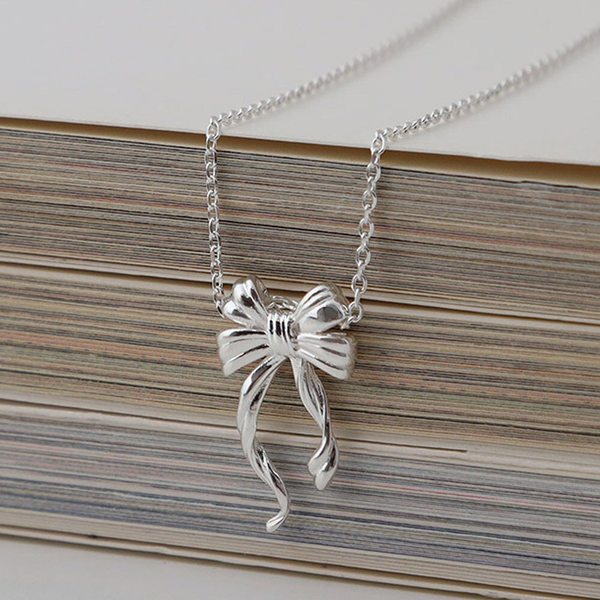 925 실버 SILVER 법정 순은 안나 리본 목걸이
