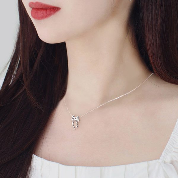 925 실버 SILVER 법정 순은 안나 리본 목걸이