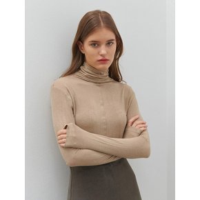 WOOL TURTLENECK T-SHIRT BEIGE