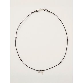 The Cross Black Silk Necklace