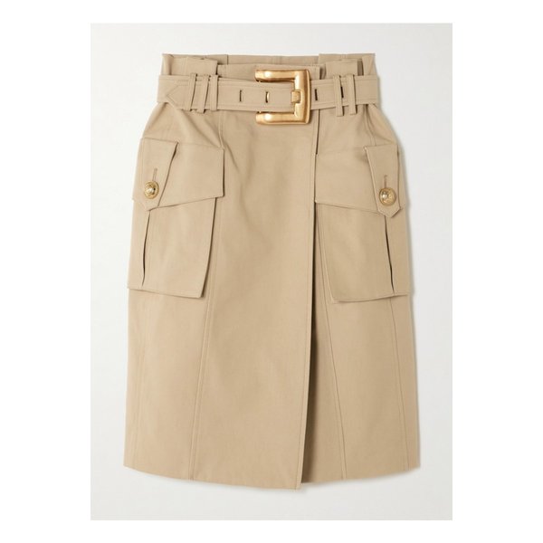 벨트 랩 이펙트 버튼 장식 코튼 개버딘 스커트 베이지 46376663162844182