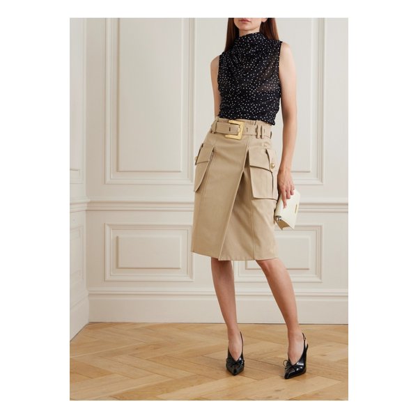 벨트 랩 이펙트 버튼 장식 코튼 개버딘 스커트 베이지 46376663162844182
