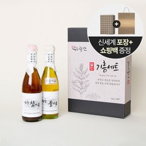 [포장+쇼핑백] 달인 국내산 감사선물세트2종 참기름300ml + 생들기름300ml