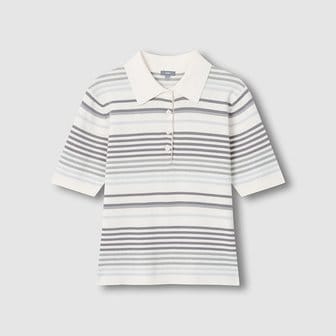 JAJU 여 강연 카라 반팔 니트 J116202729082