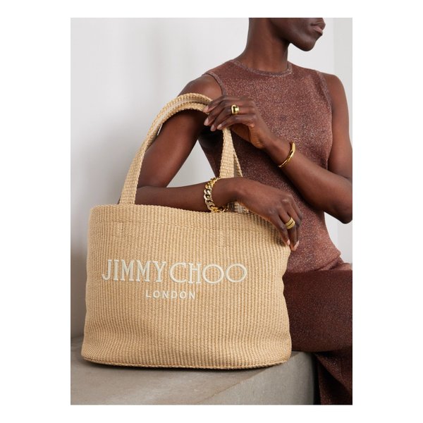 애비뉴 로고 자수 라피아 토트백 1647597322410717