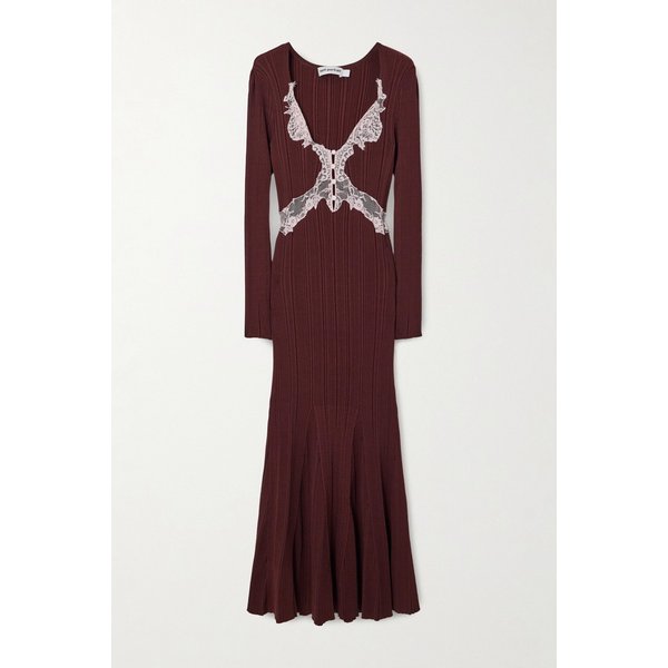 레이스 트림 리브 니트 미디 원피스 46376663162953076