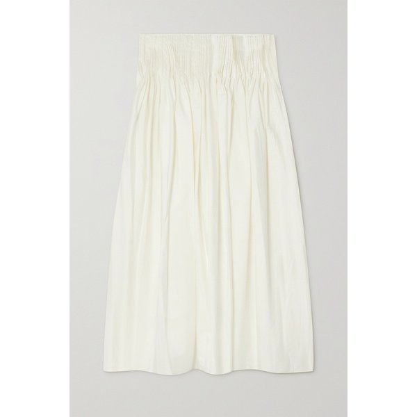 Pleated Cotton-poplin Midi Skirt 화이트 38063312419858923