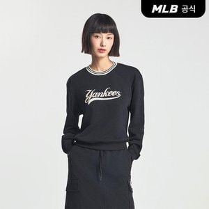 MLB [코리아공식] 여성 바시티 컬시브 크롭 맨투맨 NY (Black)