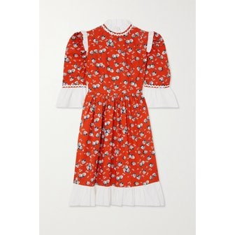 BATSHEVA 바체바 러플 프린트 코튼 포플린 미니 드레스 레드 1647597302471132