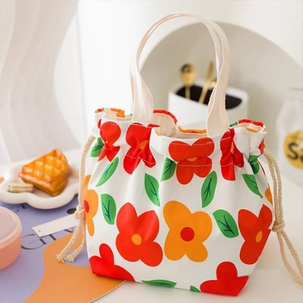 [옷자락] 여성 큐티 패턴 캔버스 복주머니 조임끈 조리백 가방