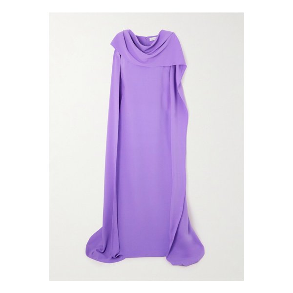 오스카 드 라 렌타 드레이프 스트레치 실크 크레이프 가운 퍼플 1647597338769196