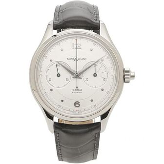  일본 몽블랑 시계 Montblanc 119951 Heritage 42 Mens 워치 SelfWinding Silver Gray 레더 16342