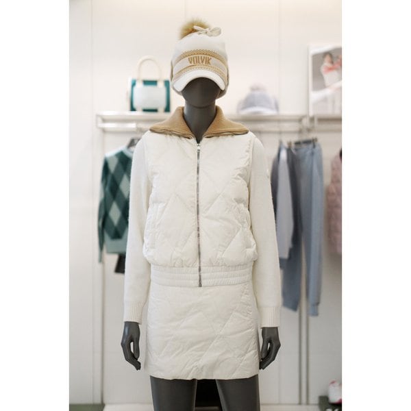 [여주점] 골프웨어 여성 골프 다이아 퀼팅 다운 방풍 풀집업 가디건 SOA13