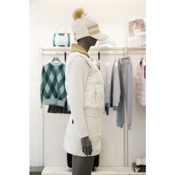 [여주점] 골프웨어 여성 골프 다이아 퀼팅 다운 방풍 풀집업 가디건 SOA13