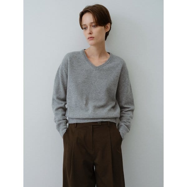 Basic wool v-neck knit (melange)