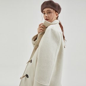 Wool High Neck Toggle Half Coat Ivory