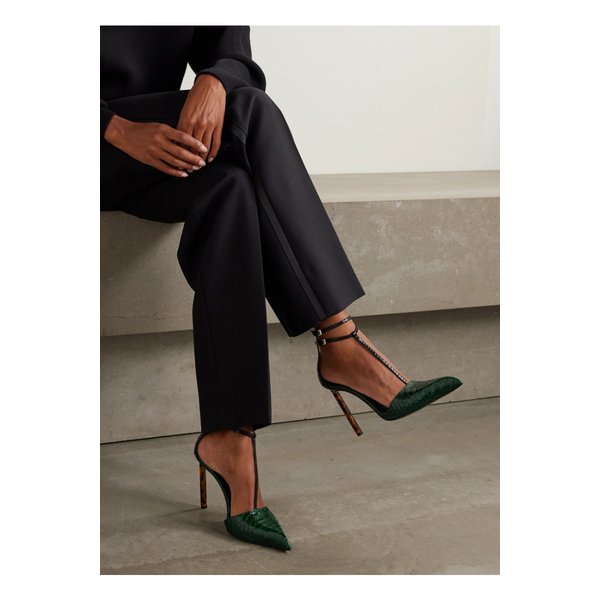 스네이크 이펙트 가죽 펌프스 에메랄드 46376663162911882