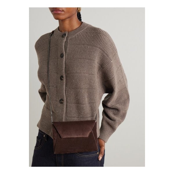 브루넬로쿠치넬리 미니 스웨이드 숄더 백 버건디 46376663162900477