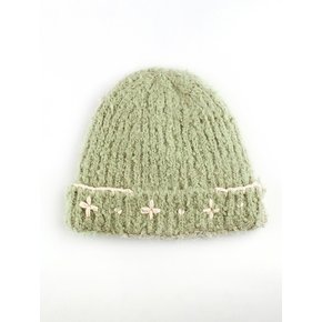 Flower Hand Stitched Beanie_LIGHT GREEN