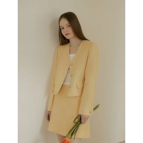 CUFFS TWEED JACKET - Yellow