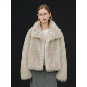 TIW HIGH NECK SILKY ECO-FUR JACKET_2COLORS
