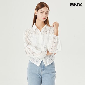 BNX 카라 리본 펀칭 나시 세트 긴팔 블라우스 (BW3BL015L0)