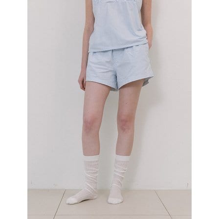 라미네즈 Stripe Button Shorts - Sky blue