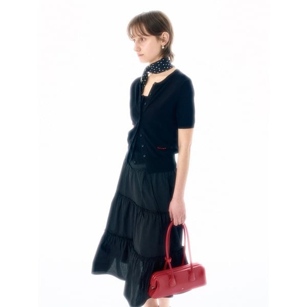 BASIC  ROUND CARDIGAN  & BUSTIER SET BK