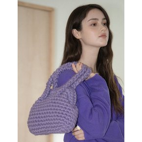 Wool 100% Handmade Crochet Frame Tote Bag _ Purple