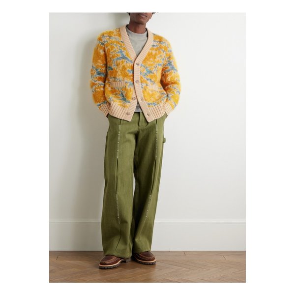 코리더 자카드 니트 코튼 혼방 가디건 옐로 46376663162917580