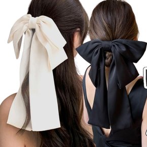실크 리본 머리핀 여성 블랙 대형 반묶음 반머리 자동 헤어핀 ODM-HAIRPIN5